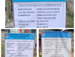 Pemerintah Desa Panggung Jaya Realisasikan Pembangunan Insfratruktur Jalan Rabat Beton Tahun 2024